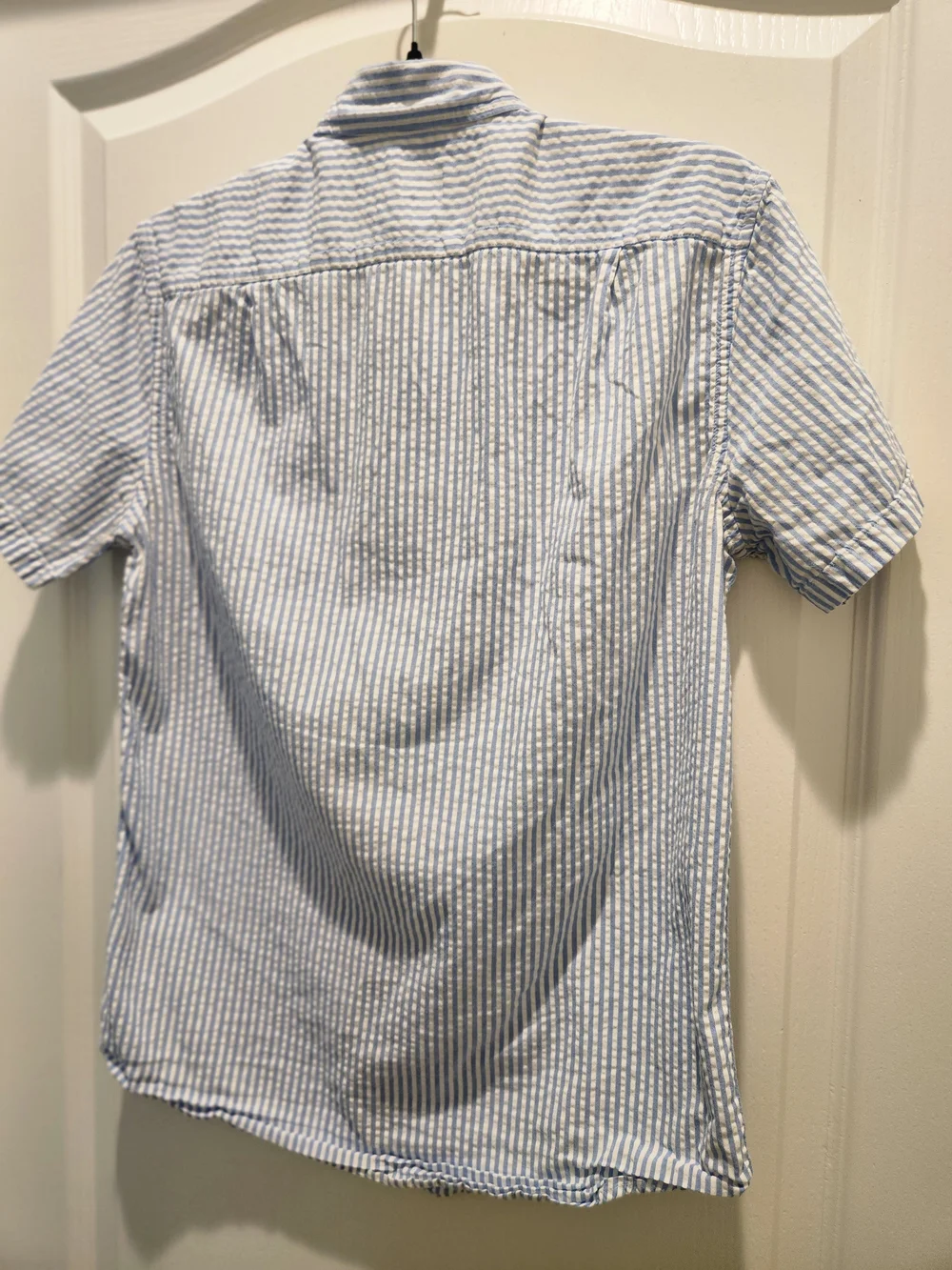 J. Crew Men's Short Sleeve Button-Up Shirt - Light Blue Stripe size S